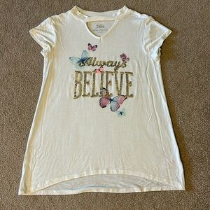 Girls justice, always believe butterfly sequins T-shirt
